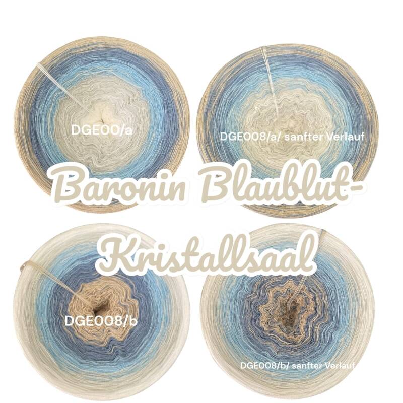Baronin Blaublut-Kristallsaal - DGE008 - Bobbel mit Farbverlauf - 3, 4 oder 5 Fäden, auch als Pullover- oder Decken Set