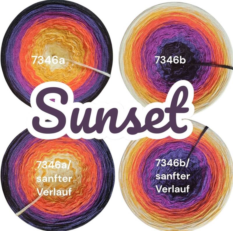 Sunset - 7346 - Bobbel mit Farbverlauf - 3, 4 oder 5 Fäden, auch als Pullover- oder Decken Set