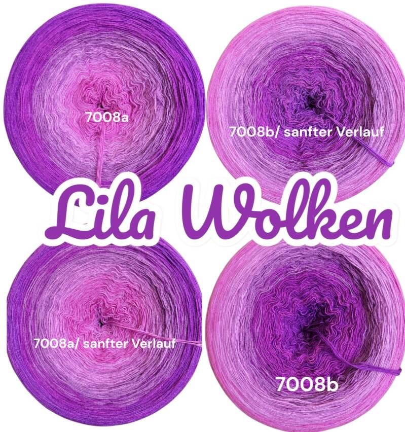 Himmel / Wolken - Lila Wolken - 7008 - Bobbel mit Farbverlauf - 3, 4 oder 5 Fäden, auch als Pullover- oder Decken Set