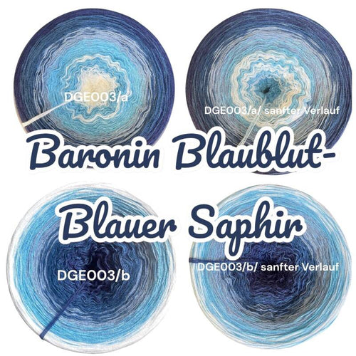 Baronin Blaublut - Blauer Saphir - DGE003 - Bobbel mit Farbverlauf - 3, 4 oder 5 Fäden, auch als Pullover- oder Decken Set