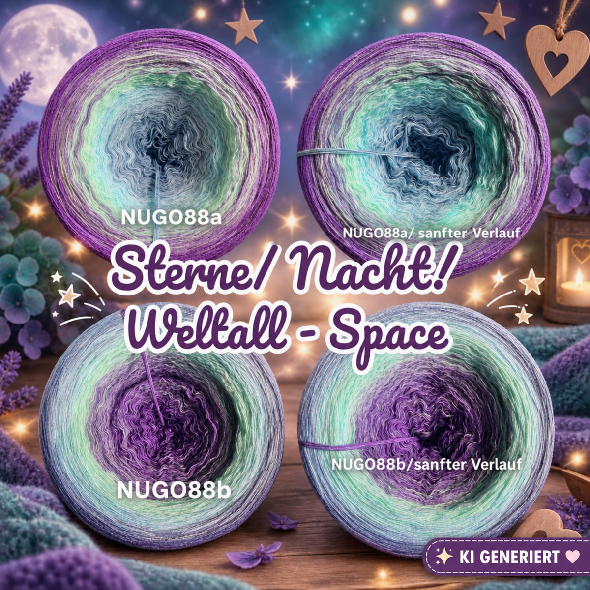Sterne / Nacht / Weltall - Space - NUG088 - Bobbel mit Farbverlauf - 3, 4 oder 5 Fäden, auch als Pullover- oder Decken Set
