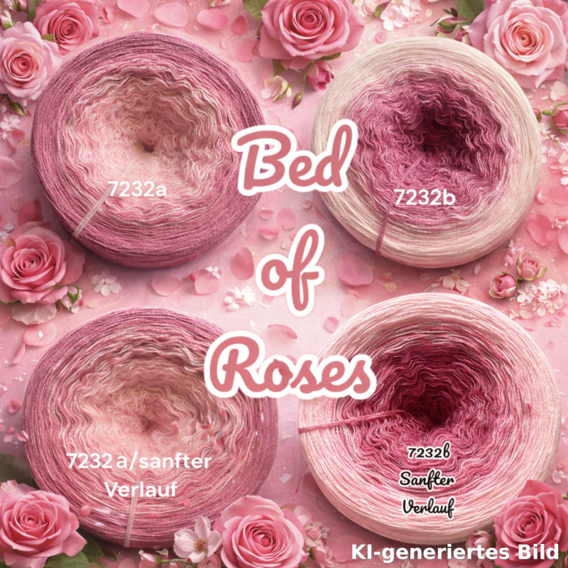 Rosen - Bed of Roses - 7232 - Bobbel mit Farbverlauf - 3, 4 oder 5 Fäden, auch als Pullover- oder Decken Set