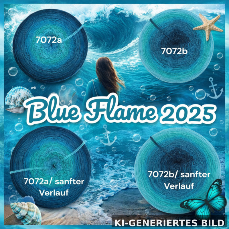 Küste & Meer - Blue flame 2025 - 7072 - Bobbel mit Farbverlauf - 3, 4 oder 5 Fäden, auch als Pullover- oder Decken Set