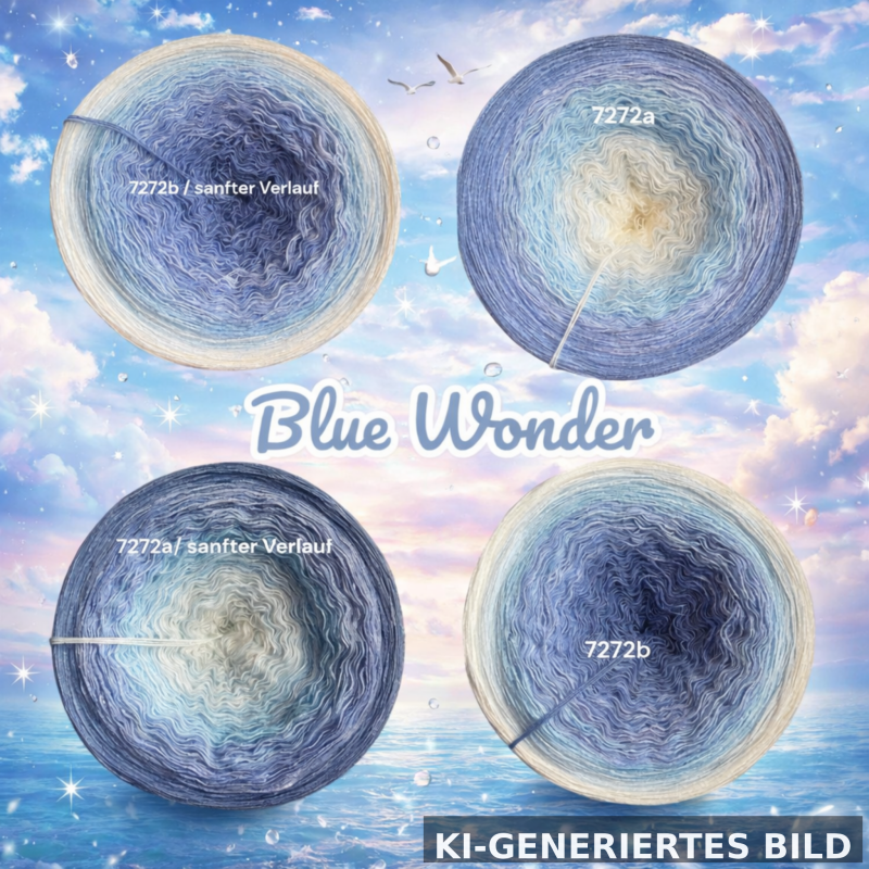 Himmel / Wolken - Blue wonder - 7272 - Bobbel mit Farbverlauf - 3, 4 oder 5 Fäden, auch als Pullover- oder Decken Set