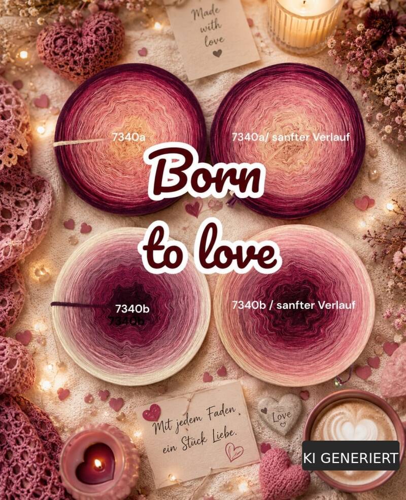 Born to Love - 7340 - Bobbel mit Farbverlauf - 3, 4 oder 5 Fäden, auch als Pullover- oder Decken Set