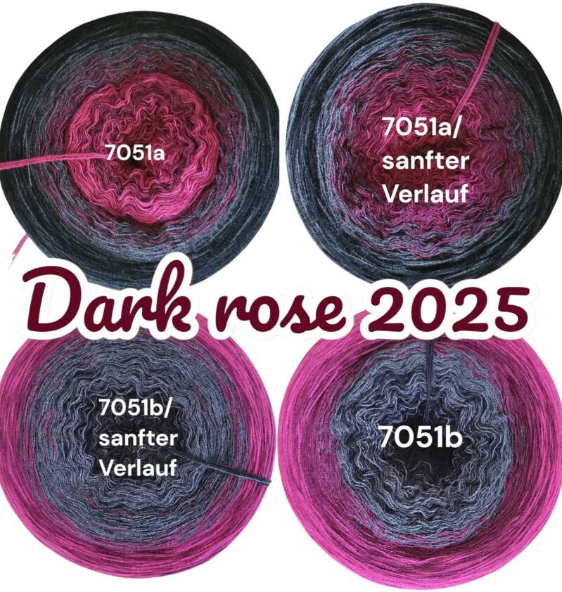 Rosen - Dark Rose 2025 - 7051 - Bobbel mit Farbverlauf - 3, 4 oder 5 Fäden, auch als Pullover- oder Decken Set