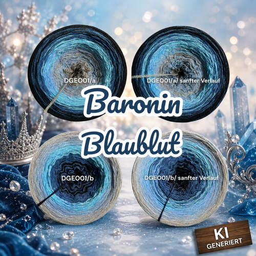 Baronin Blaublut - DGE001 - Bobbel mit Farbverlauf - 3, 4 oder 5 Fäden, auch als Pullover- oder Decken Set