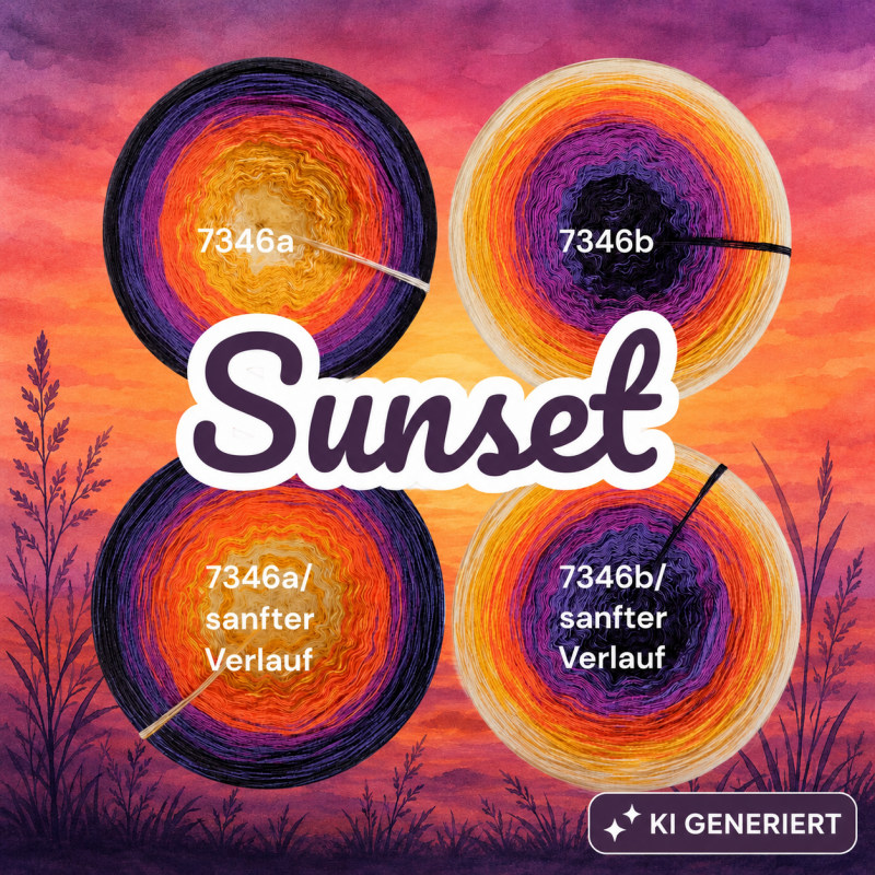 Sunset - 7346 - Bobbel mit Farbverlauf - 3, 4 oder 5 Fäden, auch als Pullover- oder Decken Set