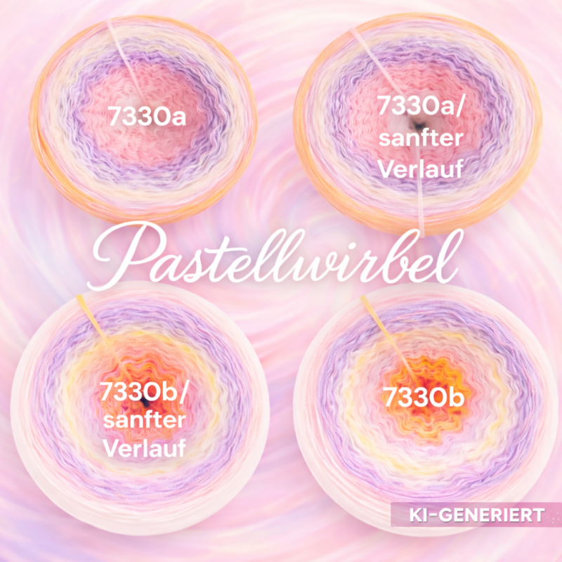Hoppedopser - Pastellwirbel - 7330 - Bobbel mit Farbverlauf - 3, 4 oder 5 Fäden, auch als Pullover- oder Decken Set