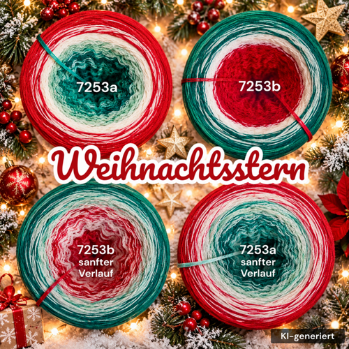Advent & Weihnachten - Weihnachtsstern - 7253 - Bobbel mit Farbverlauf - 3, 4 oder 5 Fäden, auch als Pullover- oder Decken Set