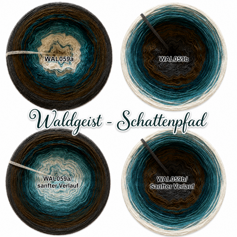 Waldgeist - Schattenpfad - WAL059 - Bobbel mit Farbverlauf - 3, 4 oder 5 Fäden, auch als Pullover- oder Decken Set
