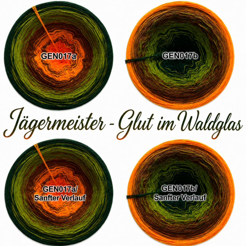 Jägermeister - Glut im Waldglas - GEN017 - Bobbel mit Farbverlauf - 3, 4 oder 5 Fäden, auch als Pullover- oder Decken Set