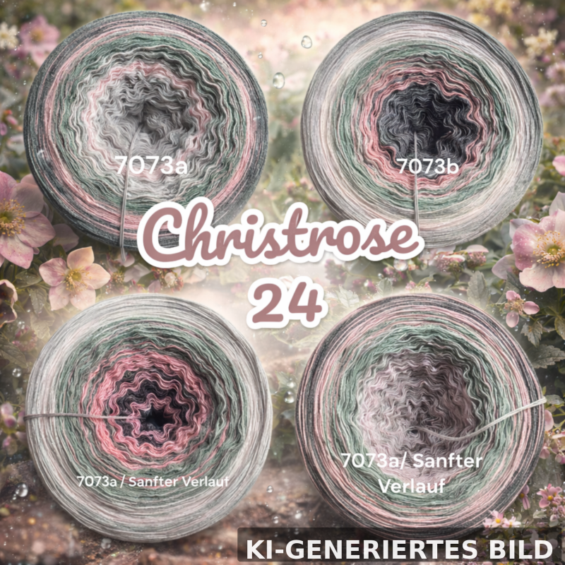 Blütenzauber - Christrose - 7073 - Bobbel mit Farbverlauf - 3, 4 oder 5 Fäden, auch als Pullover- oder Decken Set