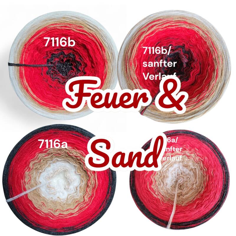Höllenfeuer - Feuer & Sand - 7116 - Bobbel mit Farbverlauf - 3, 4 oder 5 Fäden, auch als Pullover- oder Decken Set