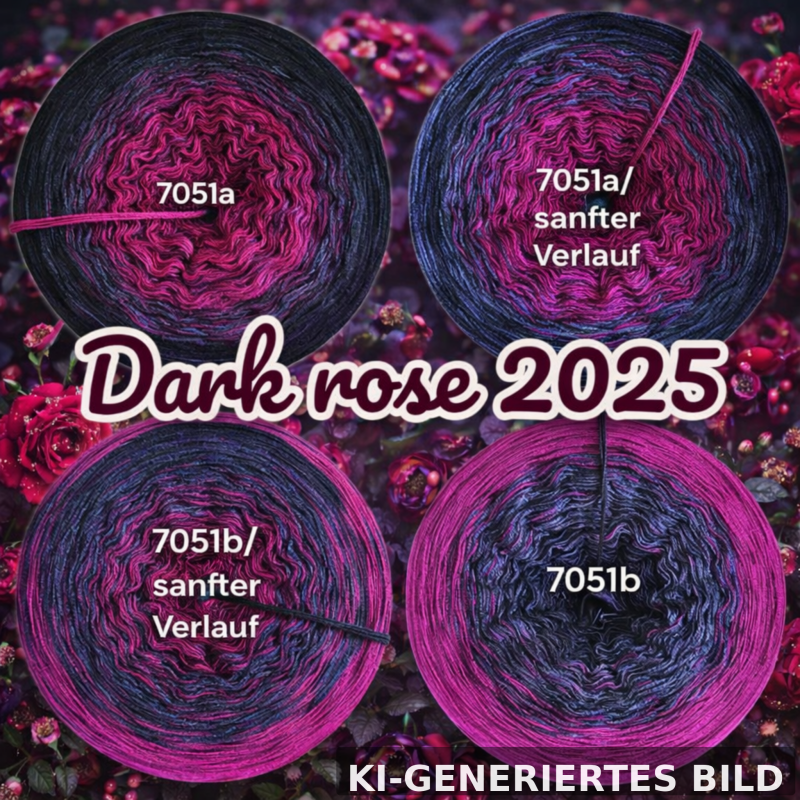 Rosen - Dark Rose 2025 - 7051 - Bobbel mit Farbverlauf - 3, 4 oder 5 Fäden, auch als Pullover- oder Decken Set