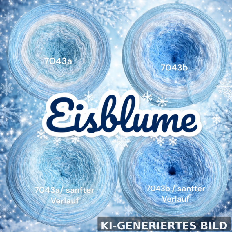 Winter / Eis / Schnee - Eisblume - 7043 - Bobbel mit Farbverlauf - 3, 4 oder 5 Fäden, auch als Pullover- oder Decken Set