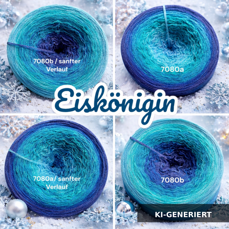 Winter / Eis / Schnee - Eiskönigin - 7080 - Bobbel mit Farbverlauf - 3, 4 oder 5 Fäden, auch als Pullover- oder Decken Set