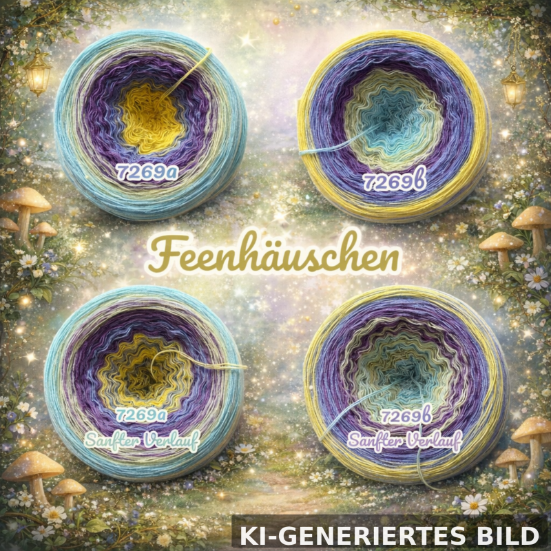Fantasy & Zauberwelten - Feenhäuschen - 7269 -  Bobbel mit Farbverlauf - 3, 4 oder 5 Fäden, auch als Pullover- oder Decken Set