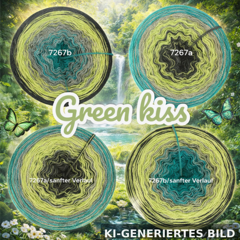Wald / Natur - Green kiss - 7267 - Bobbel mit Farbverlauf - 3, 4 oder 5 Fäden, auch als Pullover- oder Decken Set