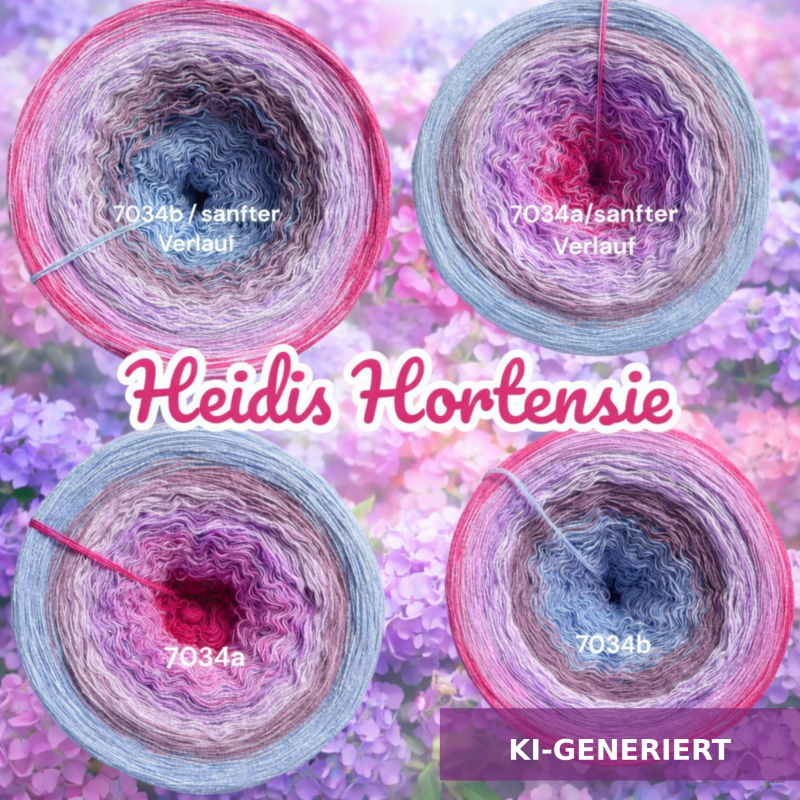 Blütenzauber - Heidis Hortensie 2025 - 7034 - Bobbel mit Farbverlauf - 3, 4 oder 5 Fäden, auch als Pullover- oder Decken Set