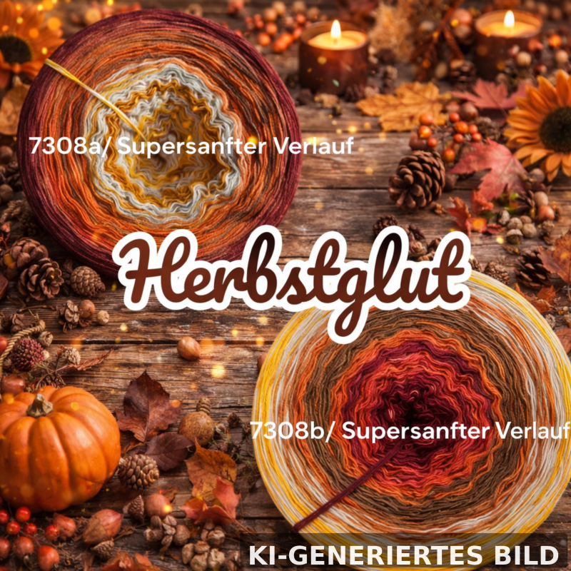 Herbstfarben - Herbstglut - 7308 - Bobbel mit Farbverlauf - 3, 4 oder 5 Fäden, auch als Pullover- oder Decken Set - Nur im Supersanften Verlauf