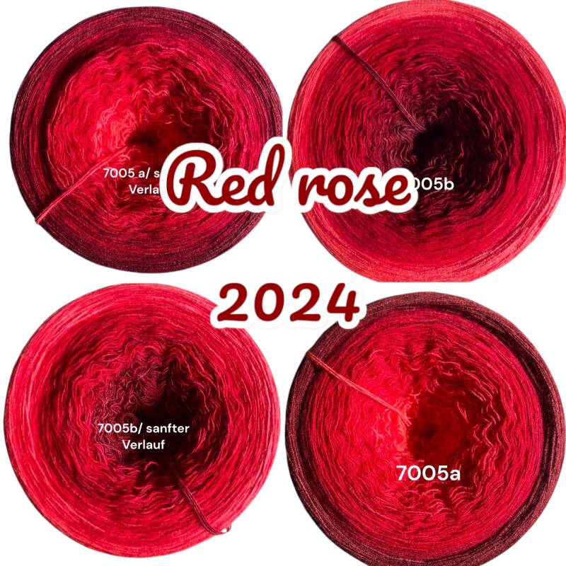 Rosen - Red Rose 2024 -7005  - Bobbel mit Farbverlauf - 3, 4 oder 5 Fäden, auch als Pullover- oder Decken Set