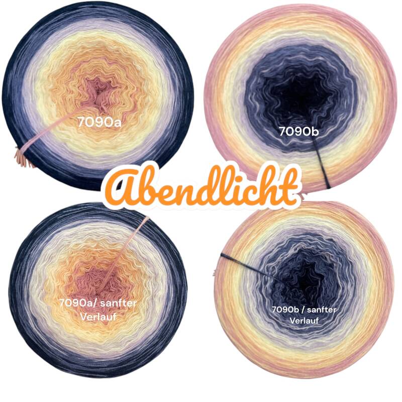 Sonne / Licht - Abendlicht - 7090 - Bobbel mit Farbverlauf - 3, 4 oder 5 Fäden, auch als Pullover- oder Decken Set
