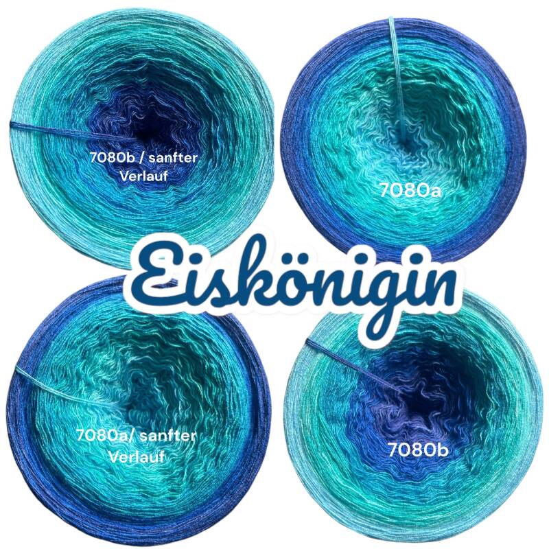Winter / Eis / Schnee - Eiskönigin - 7080 - Bobbel mit Farbverlauf - 3, 4 oder 5 Fäden, auch als Pullover- oder Decken Set