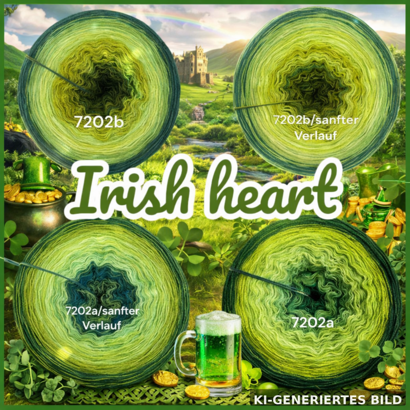 Inseln / Urlaub / Reiseorte - Irish Heart - 7202 - Bobbel mit Farbverlauf - 3, 4 oder 5 Fäden, auch als Pullover- oder Decken Set
