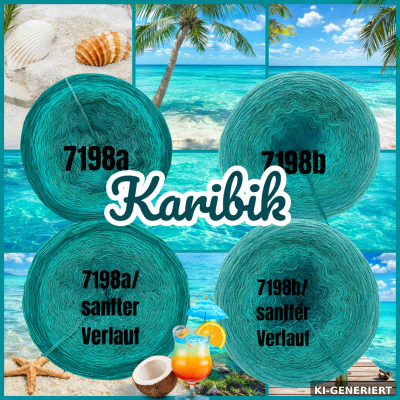 Inseln / Urlaub / Reiseorte - Karibik - 7198  - Bobbel mit Farbverlauf - 3, 4 oder 5 Fäden, auch als Pullover- oder Decken Set