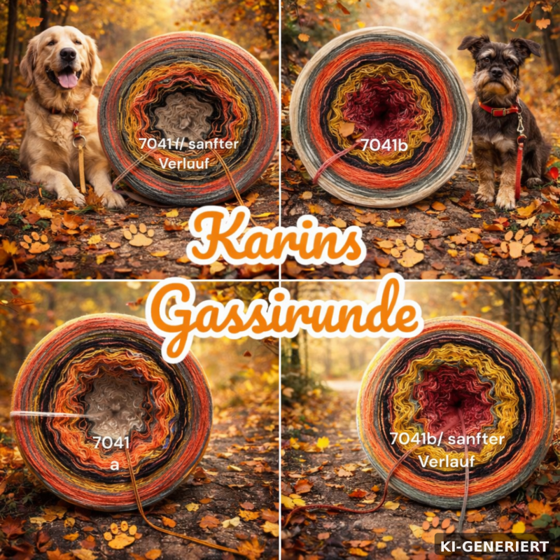 Wald / Natur - Karins Gassirunde - 7041 - Bobbel mit Farbverlauf - 3, 4 oder 5 Fäden, auch als Pullover- oder Decken Set