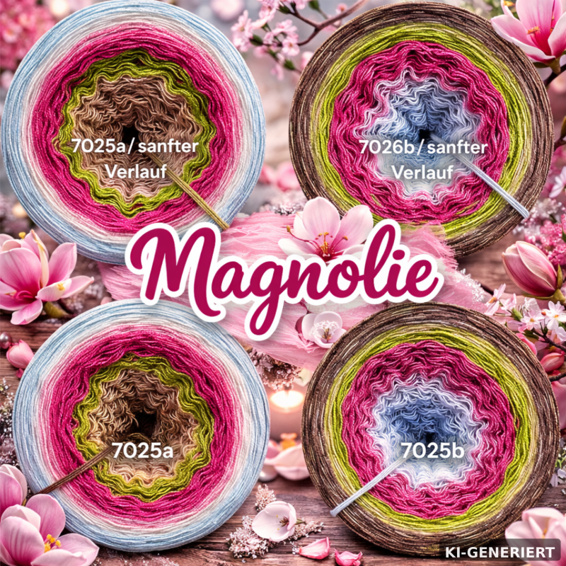Blütenzauber - Magnolie - 7025 - Bobbel mit Farbverlauf - 3, 4 oder 5 Fäden, auch als Pullover- oder Decken Set