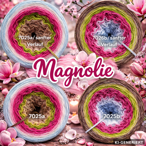 Blütenzauber - Magnolie - 7025 - Bobbel mit Farbverlauf - 3, 4 oder 5 Fäden, auch als Pullover- oder Decken Set