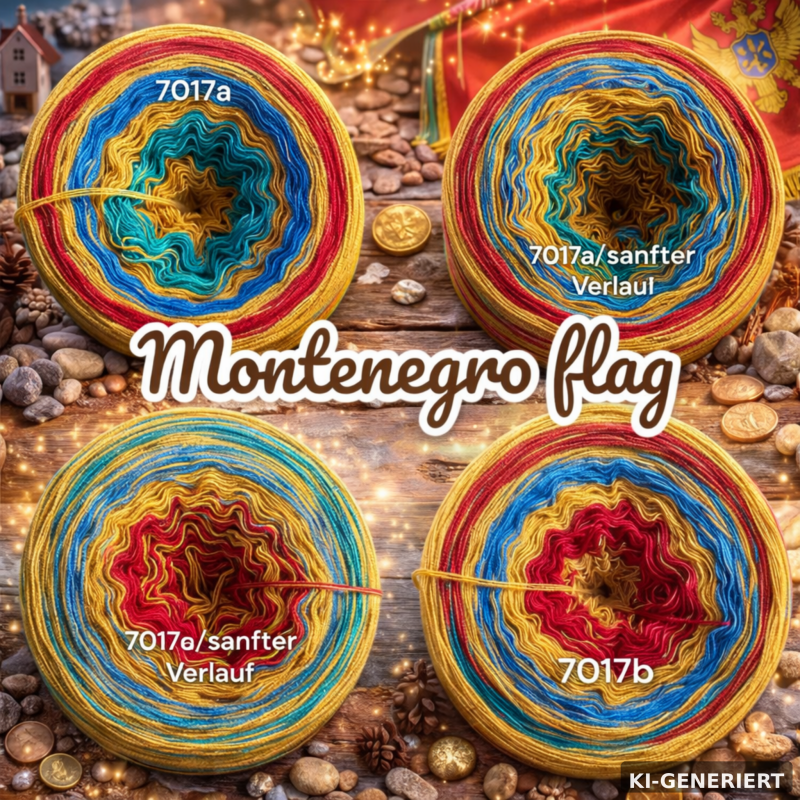 Montenegro flag - 7017 - Bobbel mit Farbverlauf - 3, 4 oder 5 Fäden, auch als Pullover- oder Decken Set