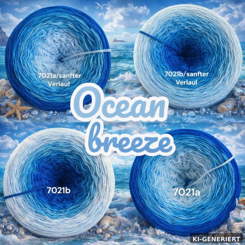 Meeresbrise - Ocean breeze - 7021 - Bobbel mit Farbverlauf - 3, 4 oder 5 Fäden, auch als Pullover- oder Decken Set