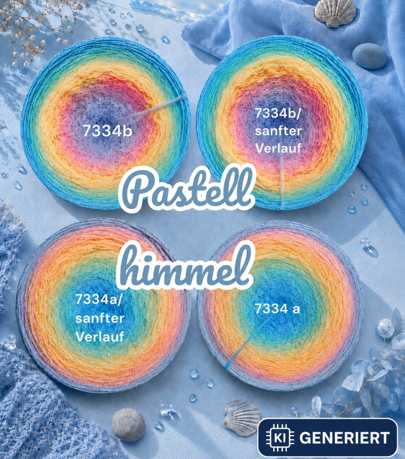 Himmel / Wolken - Pastellhimmel - 7334 - Bobbel mit Farbverlauf - 3, 4 oder 5 Fäden, auch als Pullover- oder Decken Set