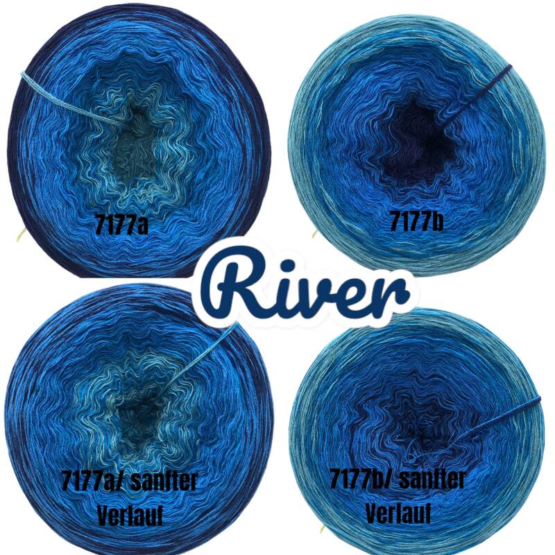 Meer / Ozean / Tiefsee - River -7177 - Bobbel mit Farbverlauf - 3, 4 oder 5 Fäden, auch als Pullover- oder Decken Set