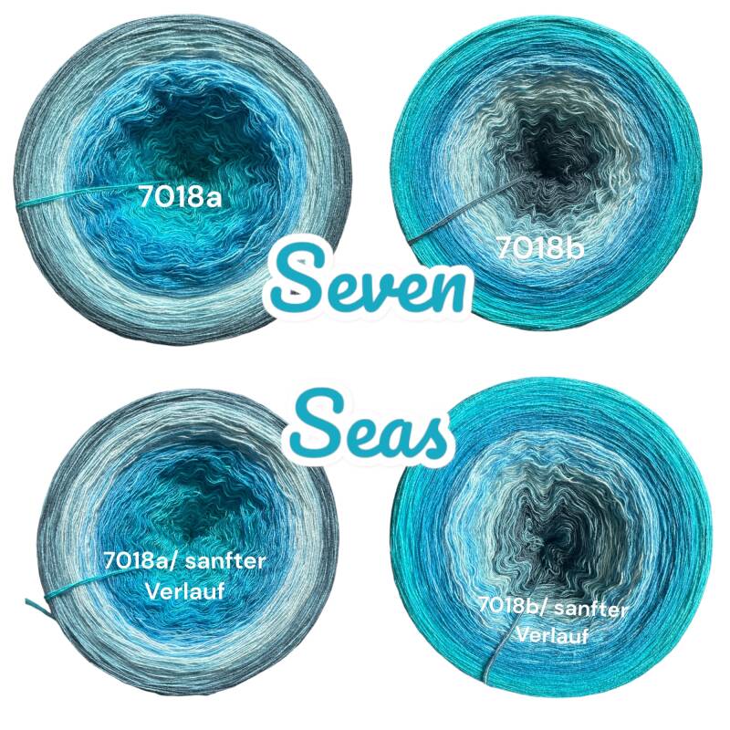 Meer / Ozean / Tiefsee - Seven Seas - 7018 - Bobbel mit Farbverlauf - 3, 4 oder 5 Fäden, auch als Pullover- oder Decken Set