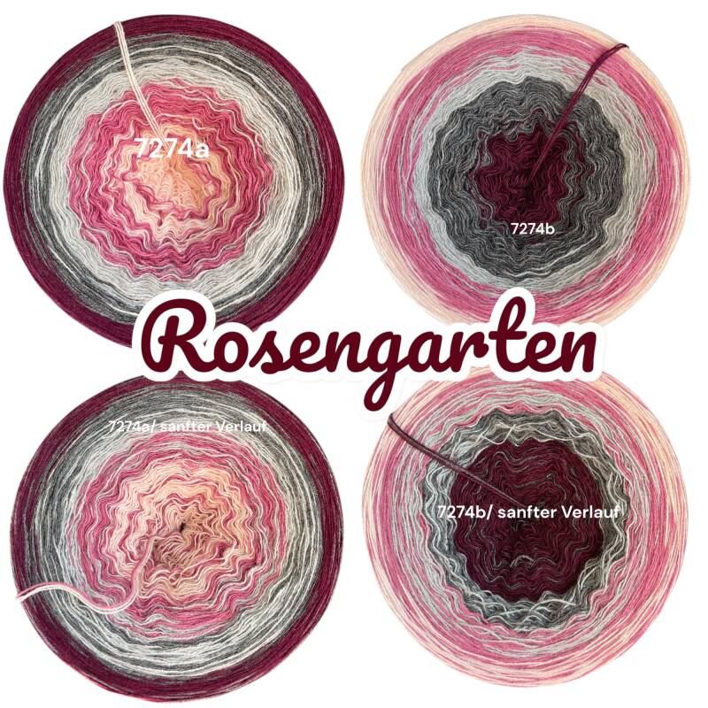 Rosen - Rosengarten - 7274 - Bobbel mit Farbverlauf - 3, 4 oder 5 Fäden, auch als Pullover- oder Decken Set