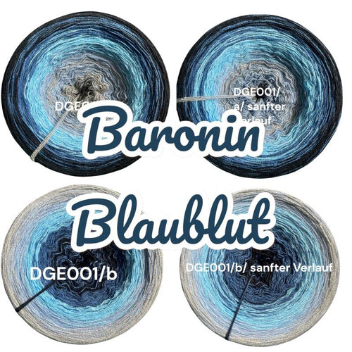 Baronin Blaublut - DGE001 - Bobbel mit Farbverlauf - 3, 4 oder 5 Fäden, auch als Pullover- oder Decken Set