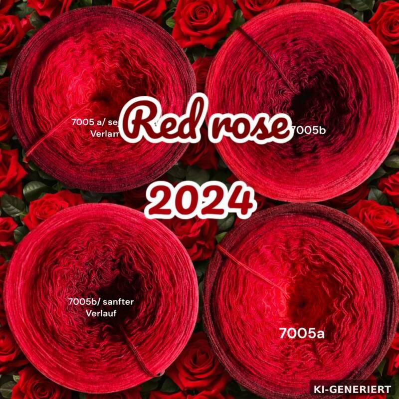 Rosen - Red Rose 2024 -7005  - Bobbel mit Farbverlauf - 3, 4 oder 5 Fäden, auch als Pullover- oder Decken Set