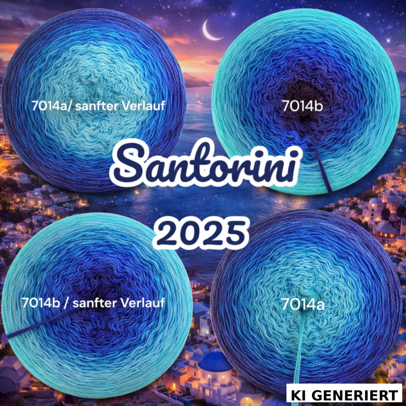 Inseln / Urlaub / Reiseorte - Santorini - 7014 - Bobbel,  Pullover- oder Deckenset mit Farbverlauf - 3, 4 oder 5 Fäden