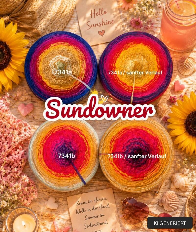 Sundowner - 7341 - Bobbel mit Farbverlauf - 3, 4 oder 5 Fäden, auch als Pullover- oder Decken Set