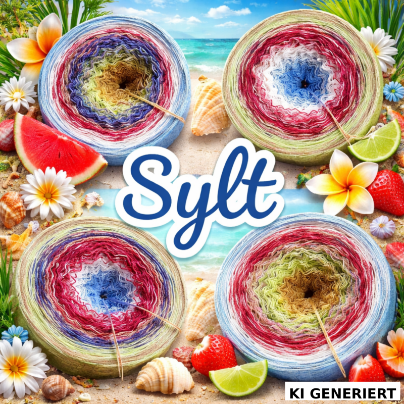 Inseln / Urlaub / Reiseorte - Sylt - 7039 - Bobbel mit Farbverlauf - 3, 4 oder 5 Fäden, auch als Pullover- oder Decken Set
