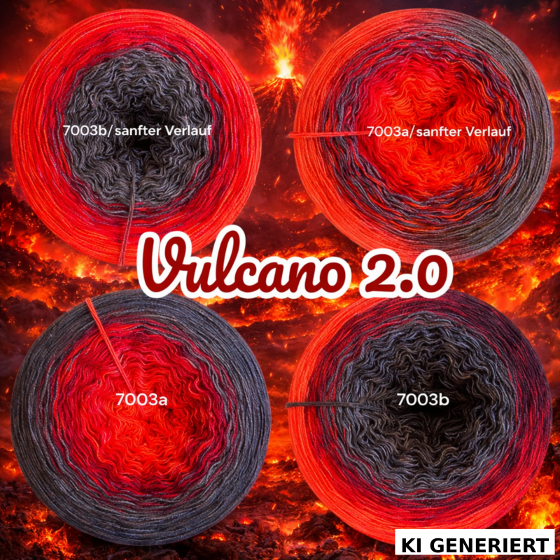 Höllenfeuer - Vulcano 2.0 - 7003 - Bobbel mit Farbverlauf - 3, 4 oder 5 Fäden, auch als Pullover- oder Decken Set